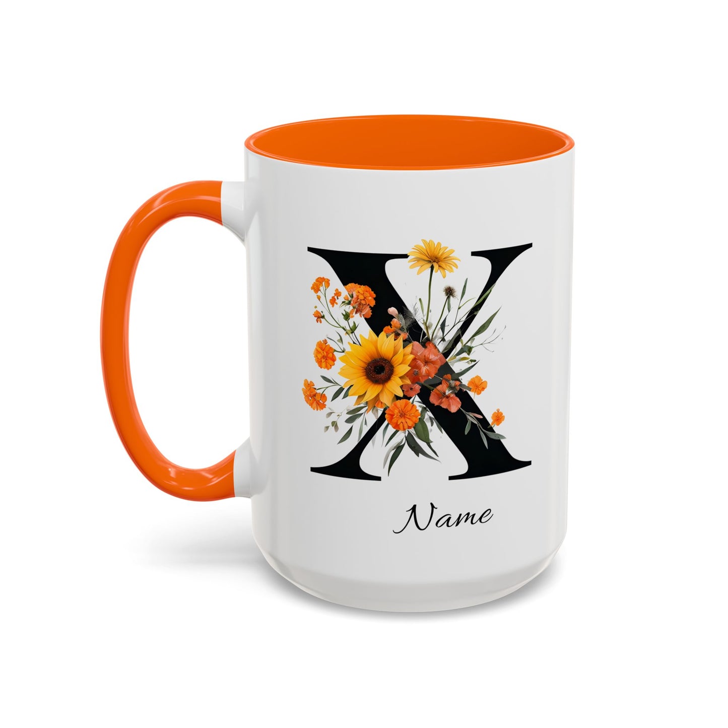 Personalized Floral Monogram - Letter X - Elegant Accent Coffee Mug – Personalized Mothers Day Gift