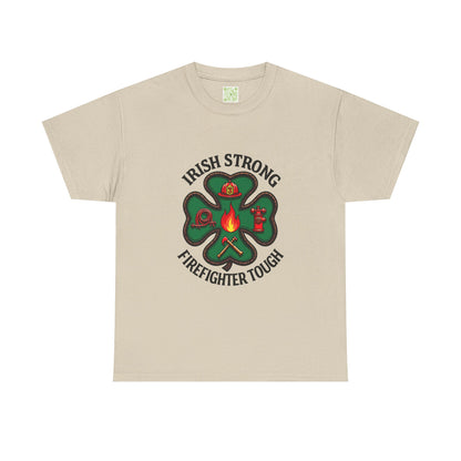 Irish Strong Firefighter Tough Unisex Heavy Cotton Tee, St. Patrick's Day Gift, Firefighter Apparel, Irish Pride Shirt, Unisex Tee
