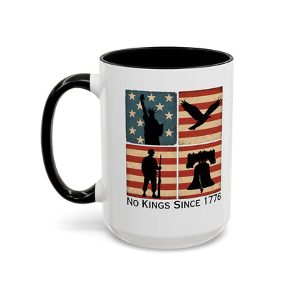 No Kings Since 1776 Coffee Mug, Fourth of July Gift, Retro American Flag Mug, Land of the Free, Military Veteran Gift