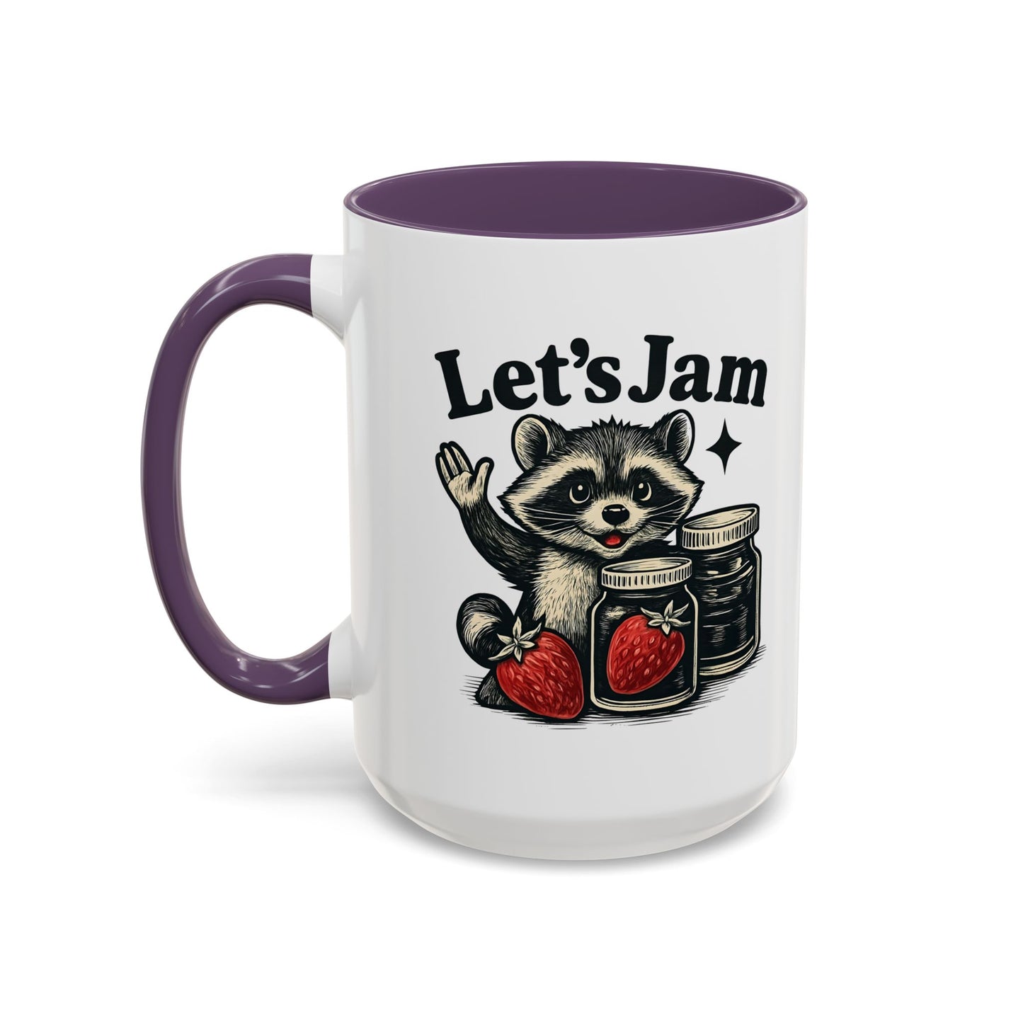 Let's Jam Raccoon Coffee Mug, Strawberry Mug, Cute Summer Mug, Raccoon Strawberry Mug, Funny Raccoon Mug, Trending Now