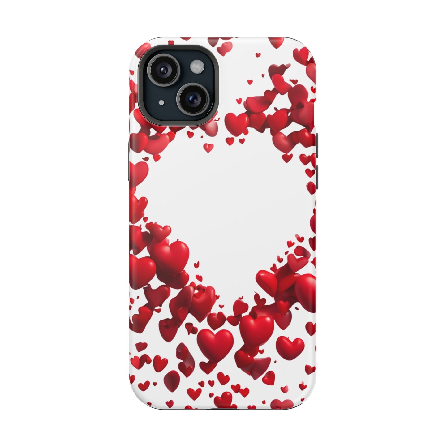 Heart-Shaped Heart Motif Magnetic Tough iPhone Case, Love Themed Phone Cover, Valentine's Day Gift,  Romantic Phone Case