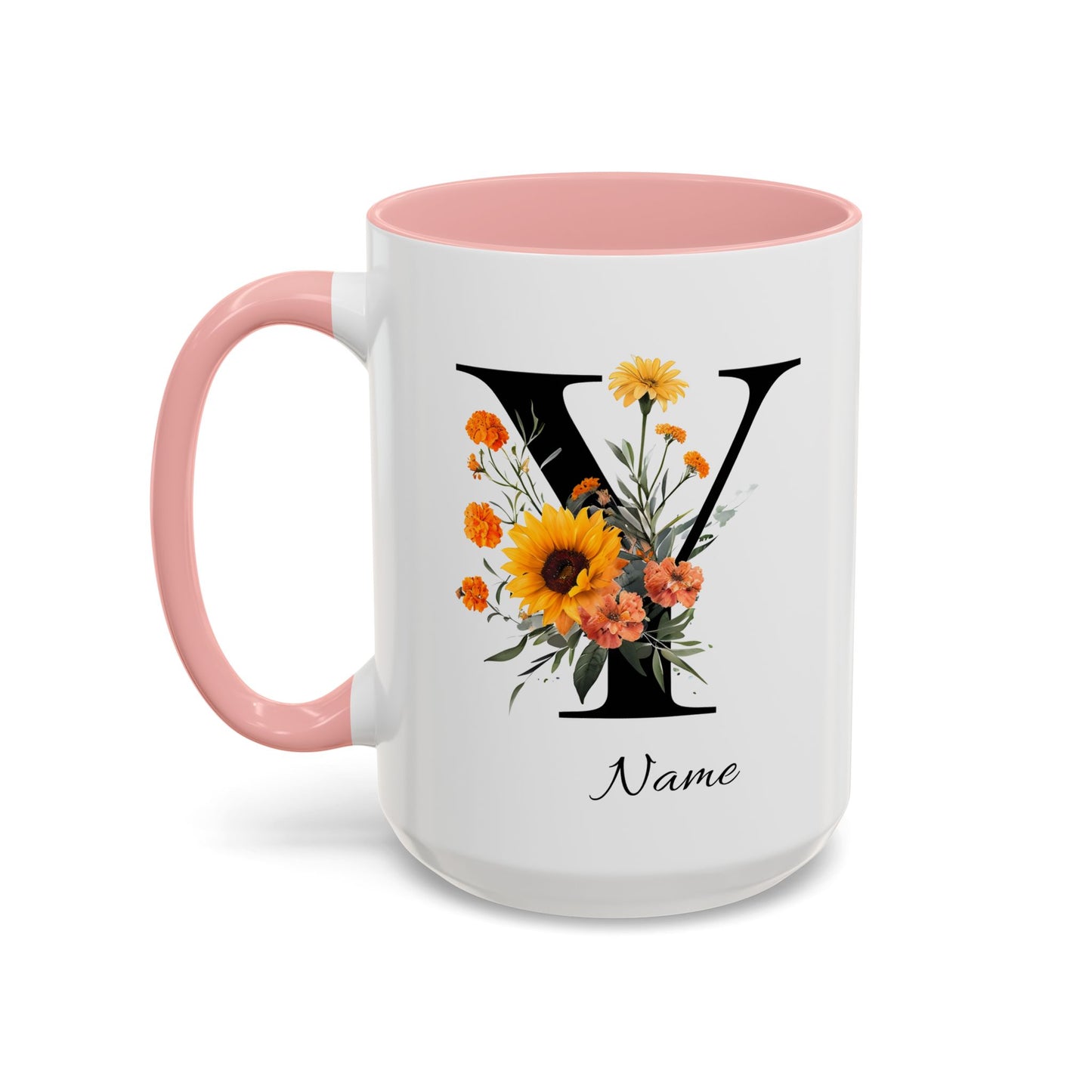 Personalized Floral Monogram - Letter Y - Elegant Accent Coffee Mug – Personalized Mothers Day Gift
