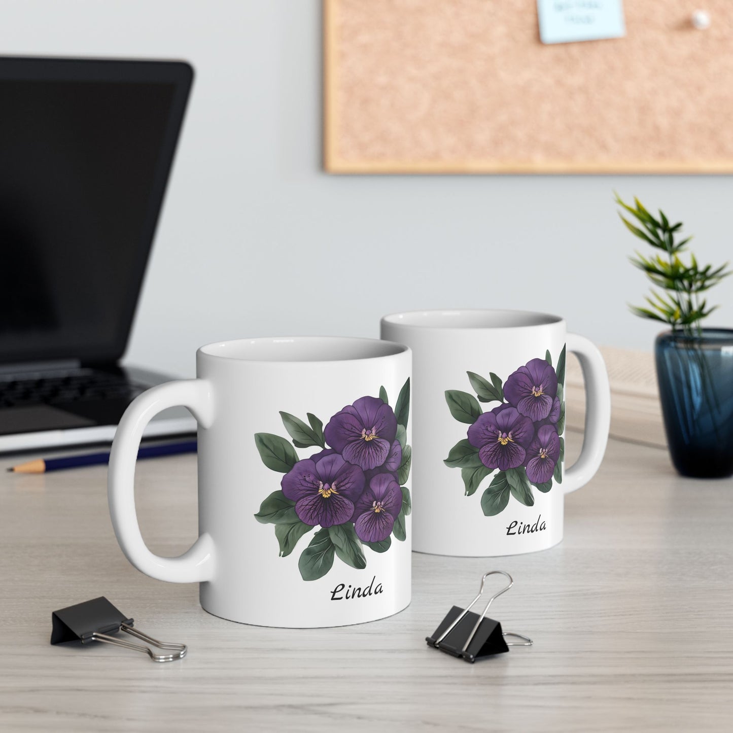 African Violet Birthday Month Mug, African Violet Mug, Violet Birth Flower, Customizable Mug, February Birthday Gift