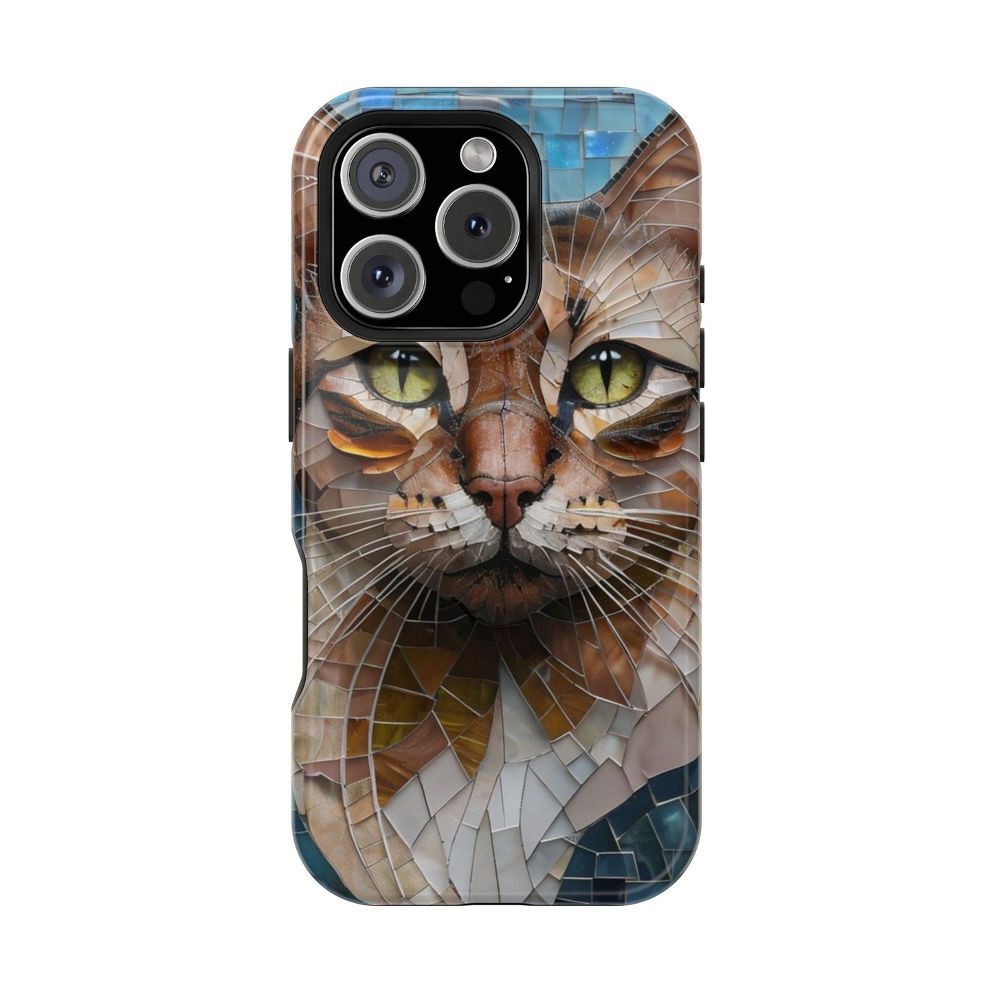 Crazy Cat Lady iPhone Case, Stained Glass Cat, Mosaic Cat Face, Pet Phone Case, iPhone Cat Case, Cat Gift