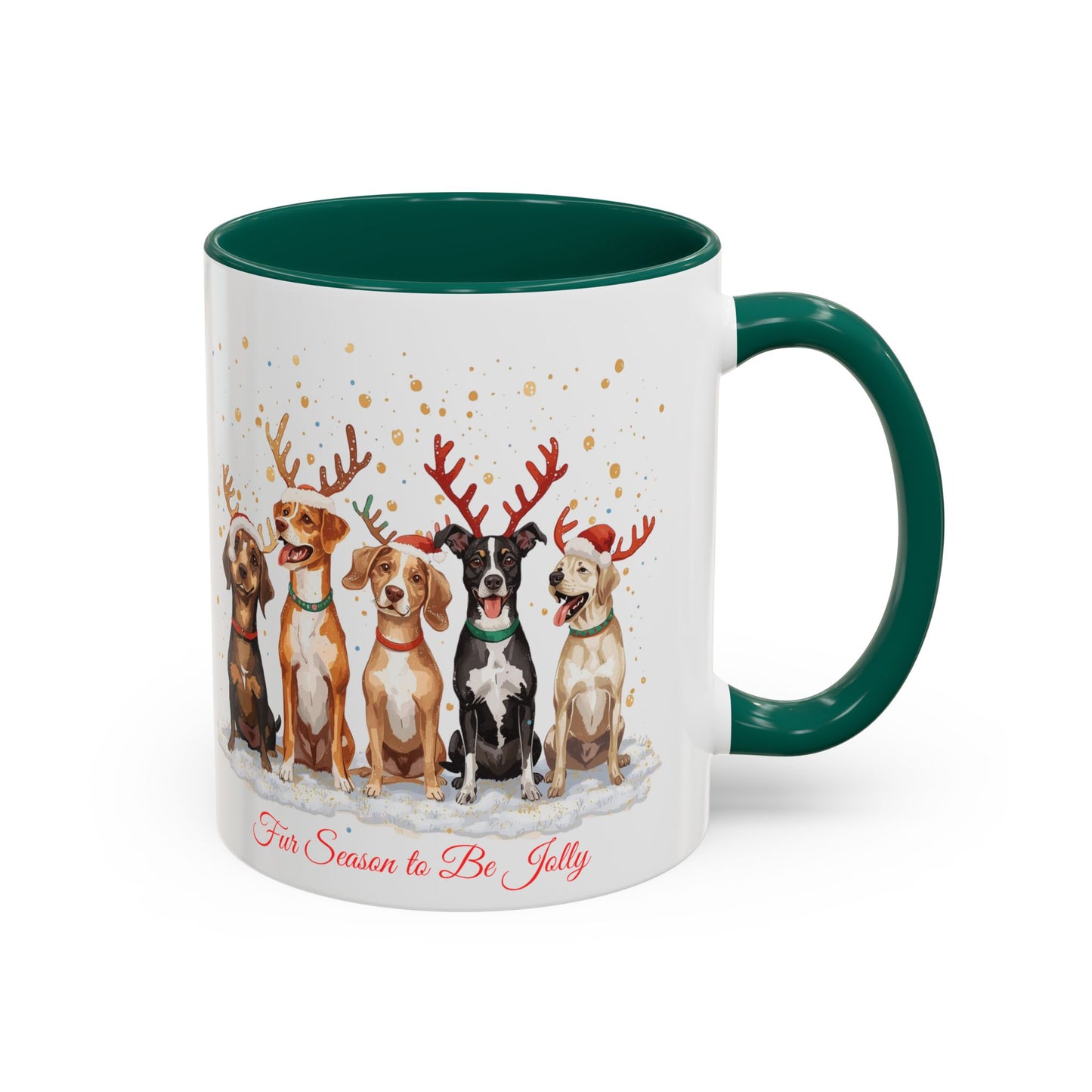 Colorful Holiday Mug with Festive Dogs, Dog Christmas Mug, Dog Mom Mug, Funny Christmas Dog, Merry Christmas