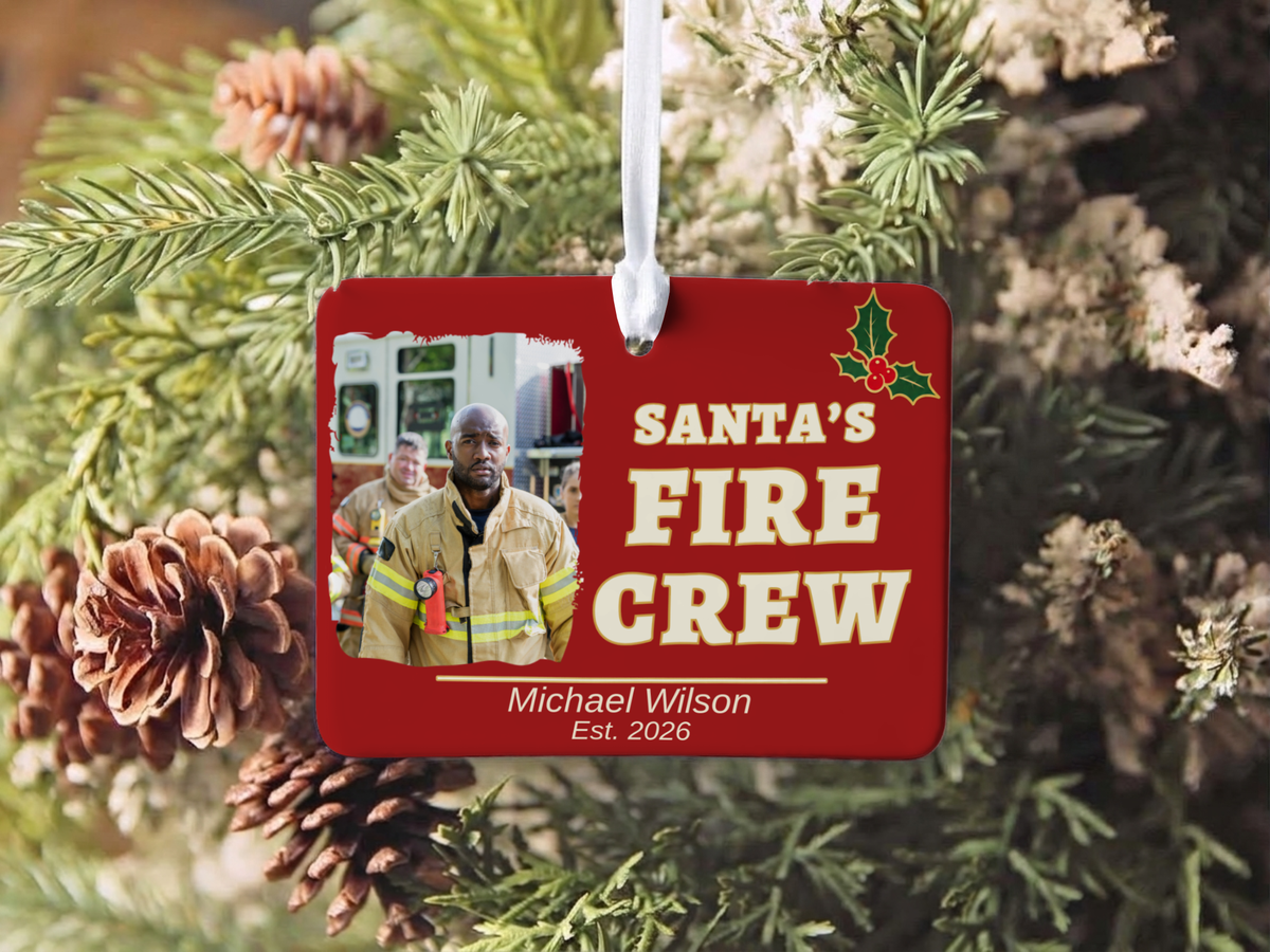Thin Red Line Firefighter Ornament: Thin Red Line Gift, Custom Firefighter Ornament, Ceramic Keepsake Stocking Stuffer 2026 Present