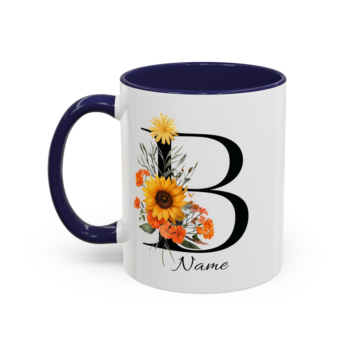 Personalized Floral Monogram - Letter B - Elegant Accent Coffee Mug – Personalized Mothers Day Gift