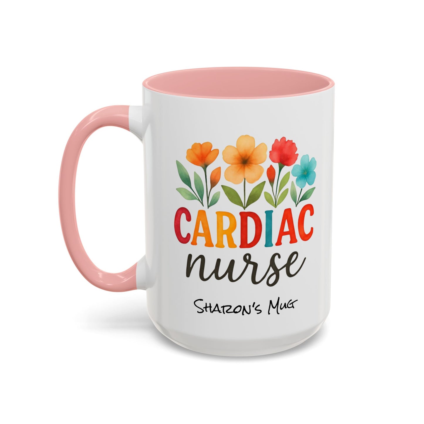 Cardiac Nurse Floral Watercolor Accent Coffee Mug, CVICU Nurse Mug, Cardiac Nurse Gifts, Cardiac ICU Nurse