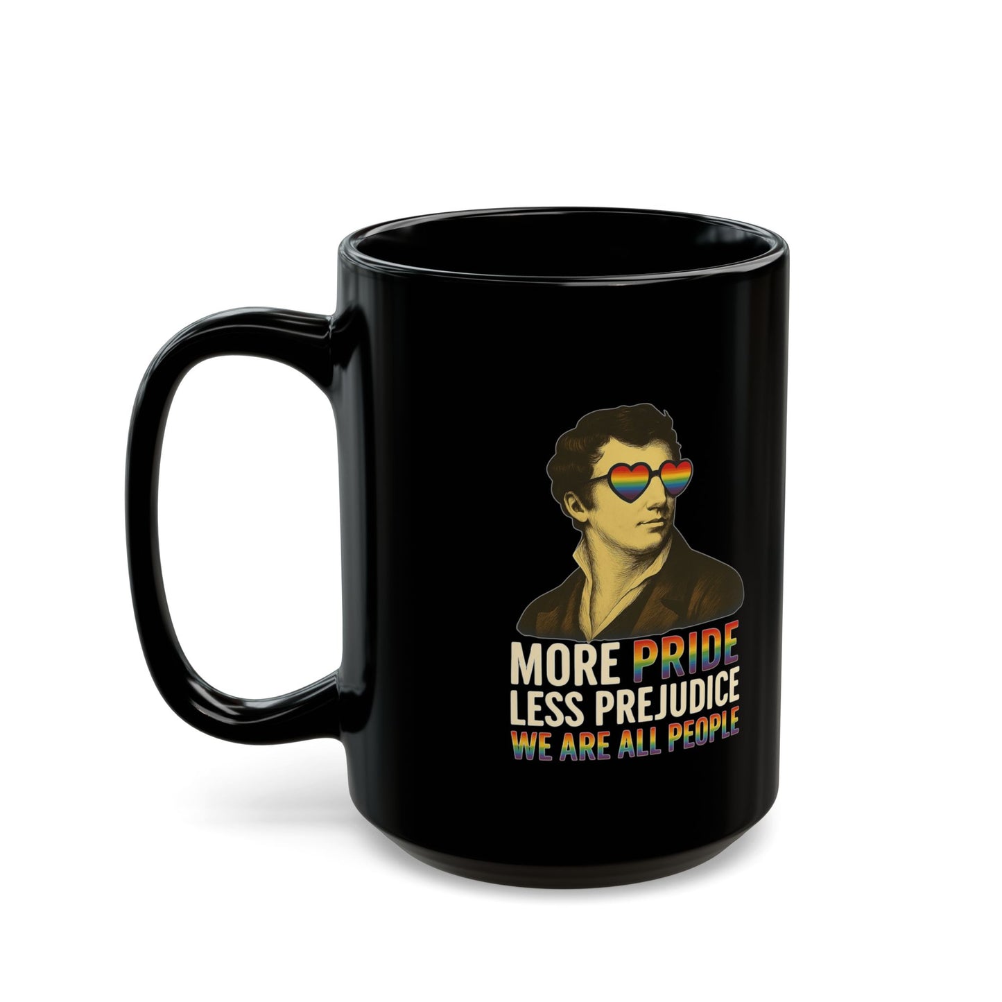 Pride Month Black Mug, More Pride Less Prejudice, 11oz & 15oz, LGBT Mug, Equal Rights Mug, Bisexual Queer Mug