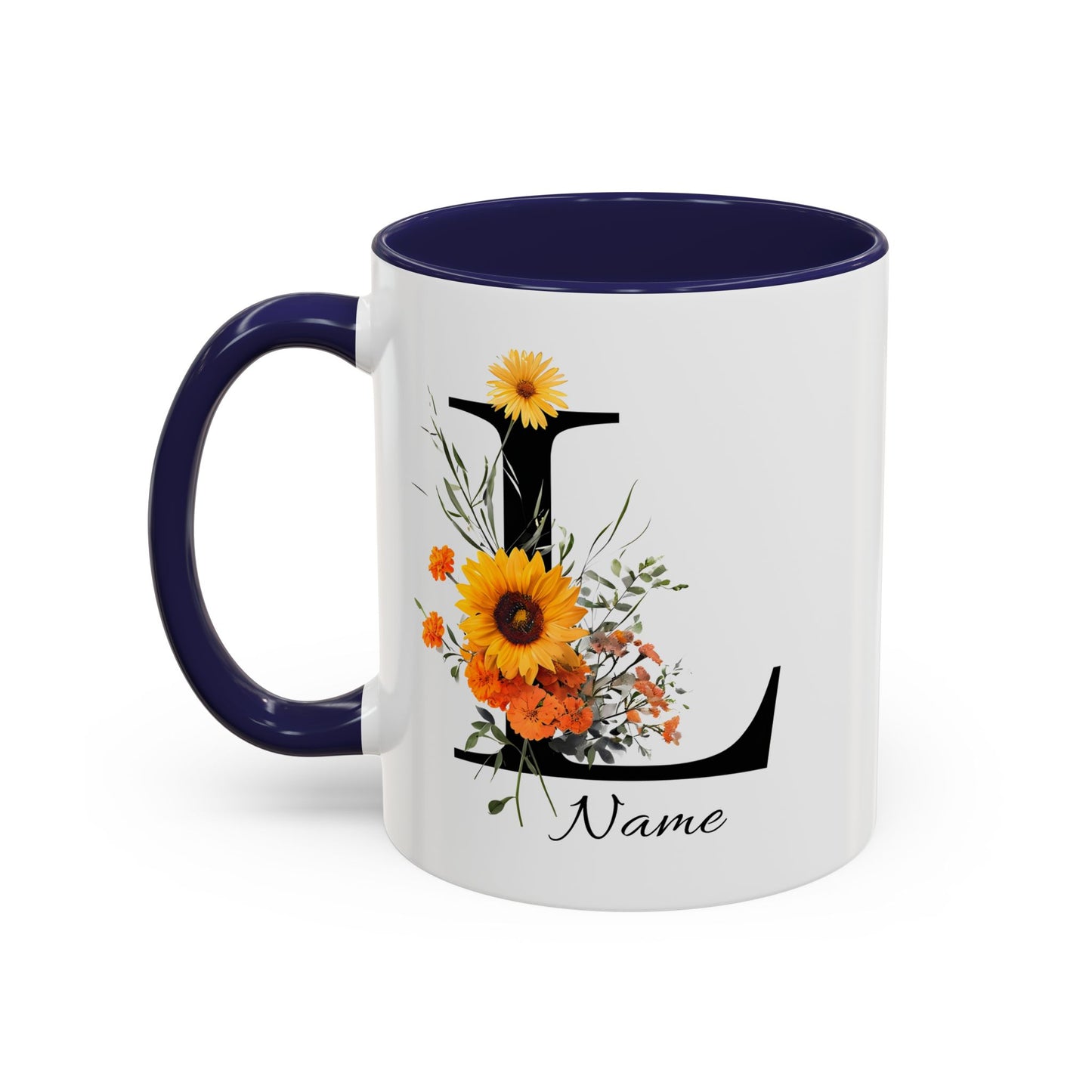 Personalized Floral Monogram - Letter L - Elegant Accent Coffee Mug – Personalized Mothers Day Gift