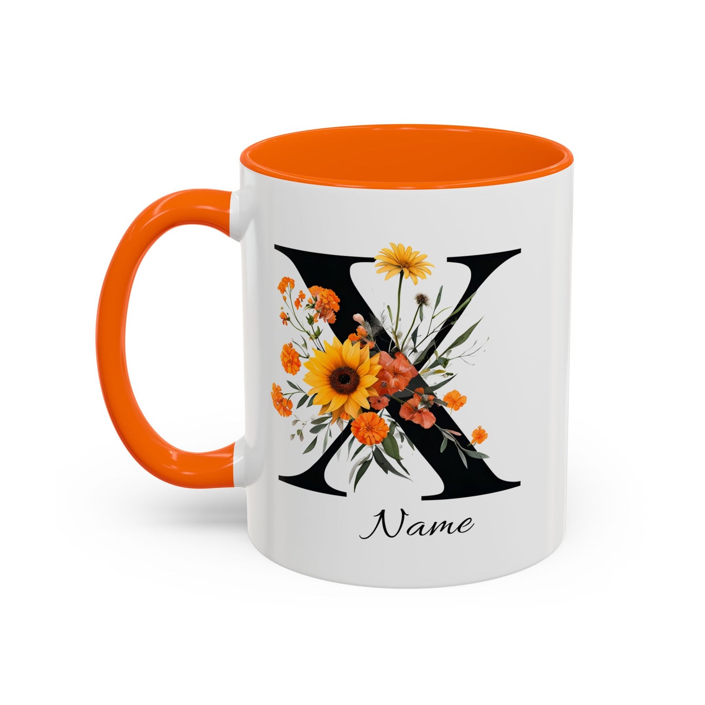 Personalized Floral Monogram - Letter X - Elegant Accent Coffee Mug – Personalized Mothers Day Gift