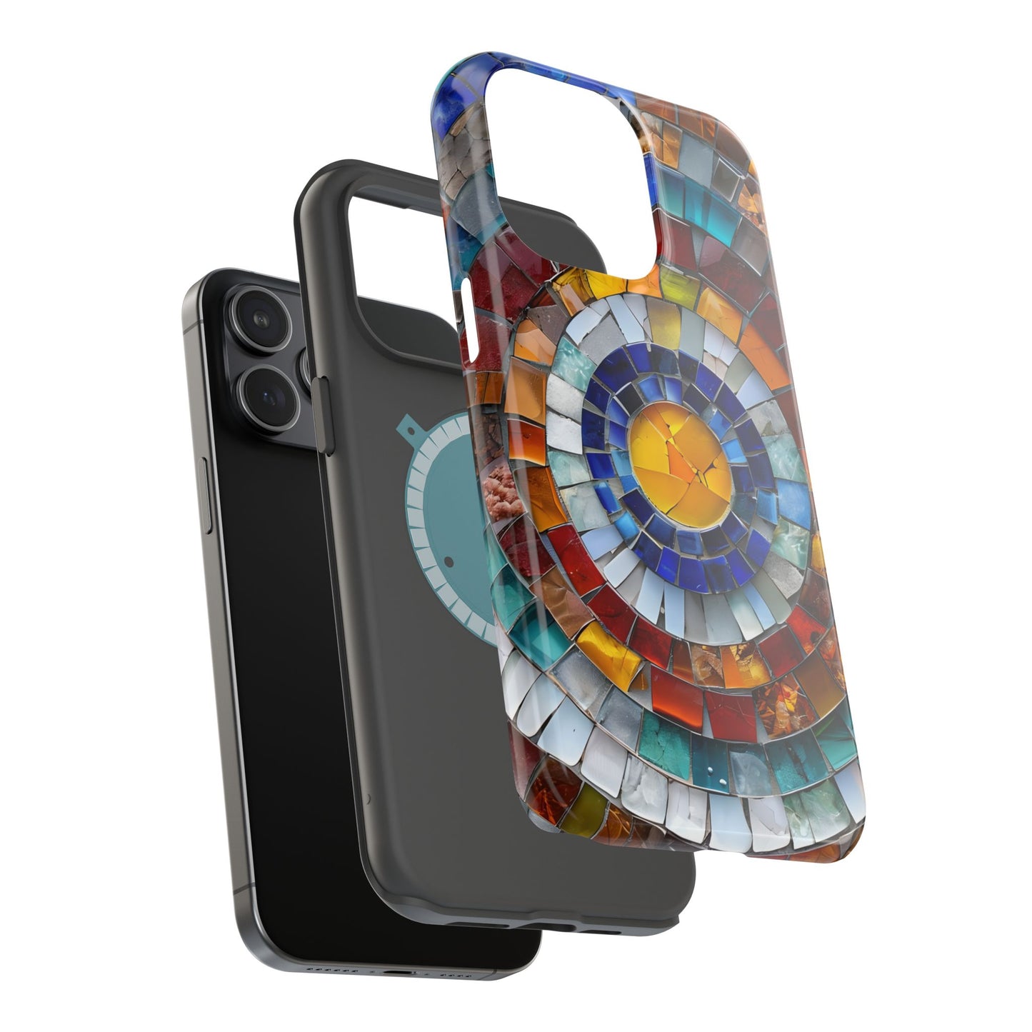 Magnetic Mosaic Phone Case, Trendy iPhone Case, Unique Design, Faux Stained Glass, Custom Phone Cover, Wireless Charging