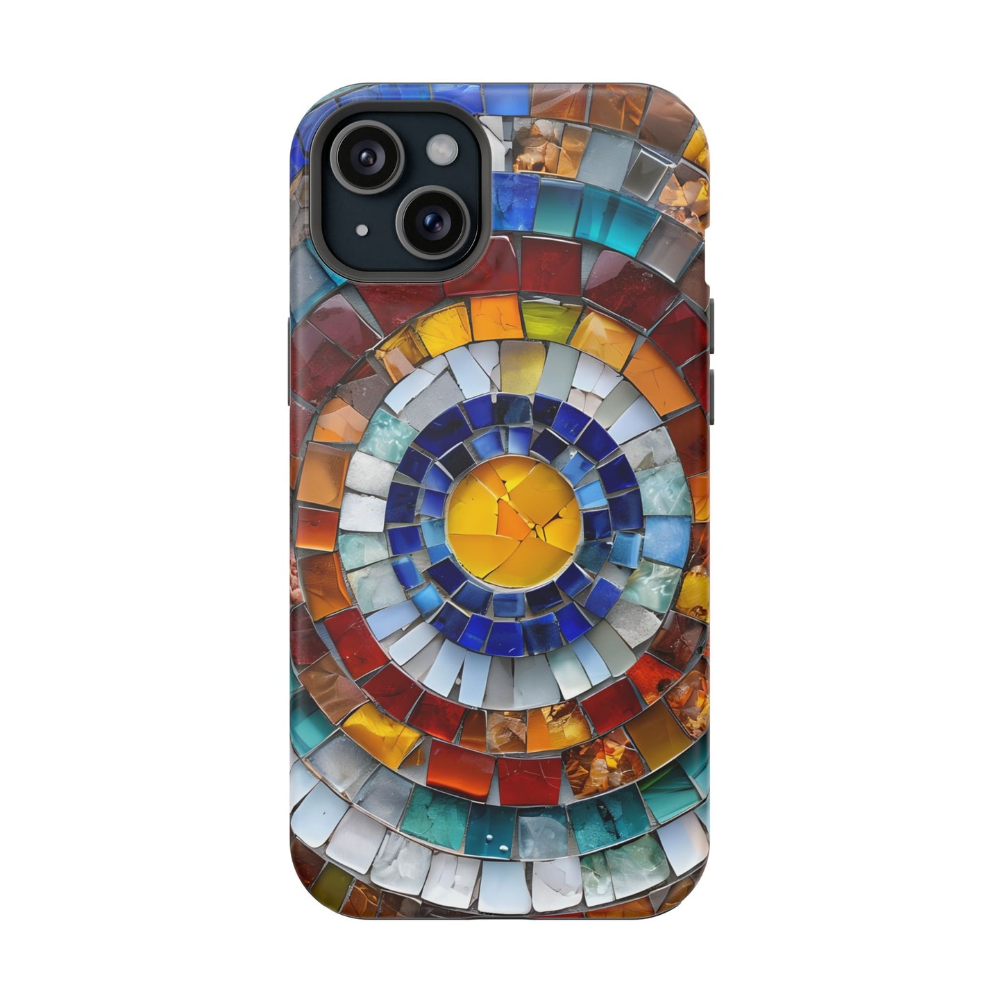 Magnetic Mosaic Phone Case, Trendy iPhone Case, Unique Design, Faux Stained Glass, Custom Phone Cover, Wireless Charging