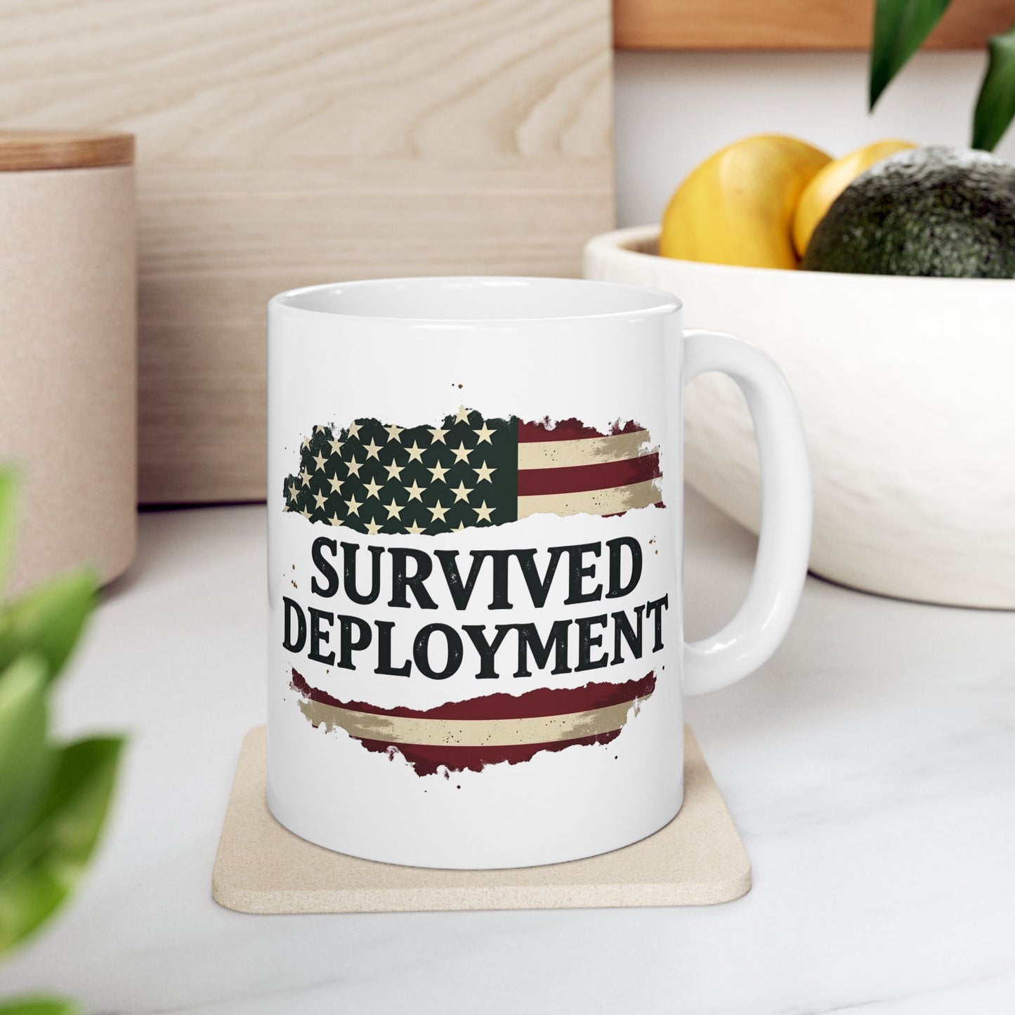 National Guard Survived Deployment Flag Mug, Army National Guard, Veteran Appreciation Gift, Military Coffee Cup