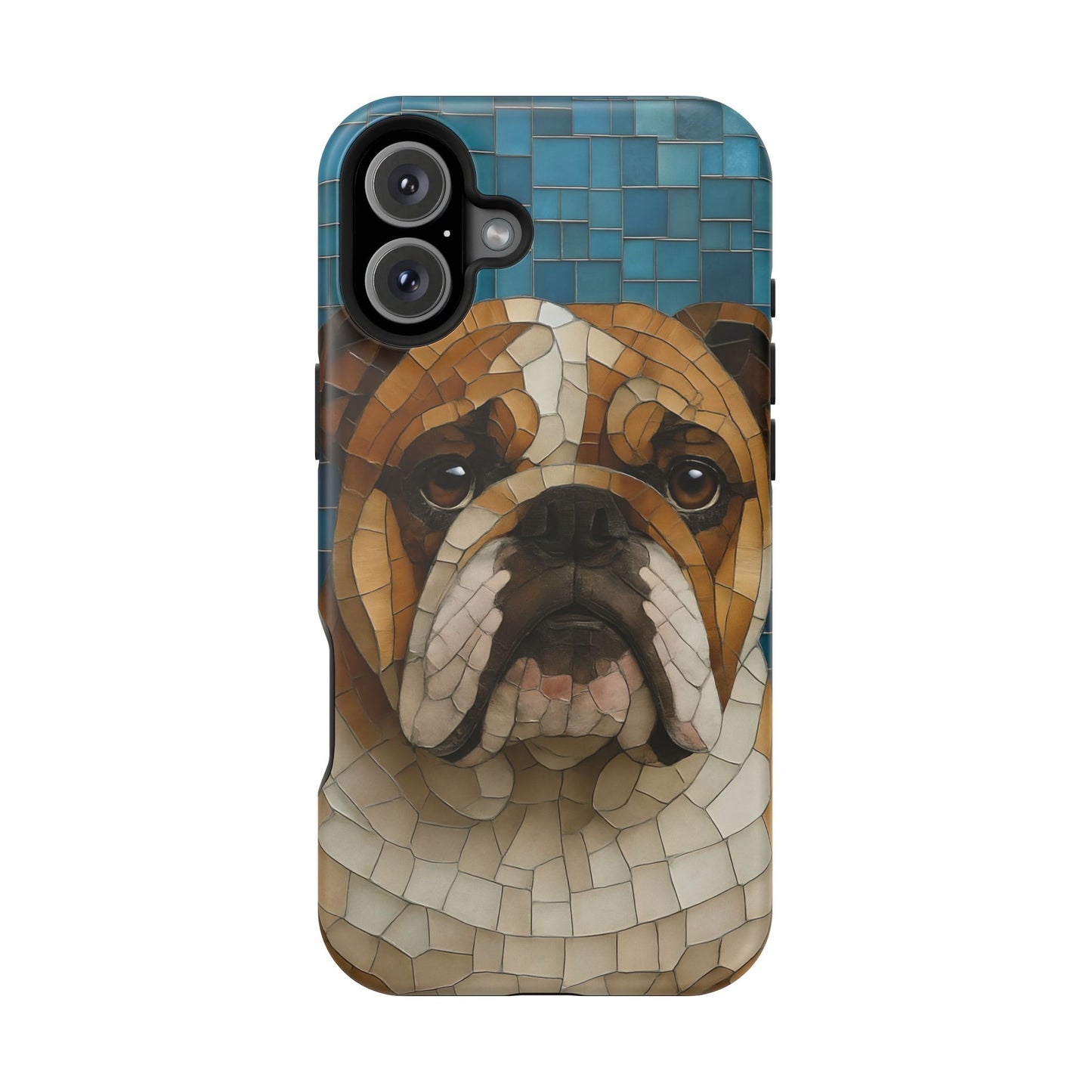 Bulldog Mosaic iPhone Charging Case - Pet Lover's Phone Cover, Dog-Inspired Gift, Unique Mobile Case, Customizable Dog Case, Animal Art Phone [...]