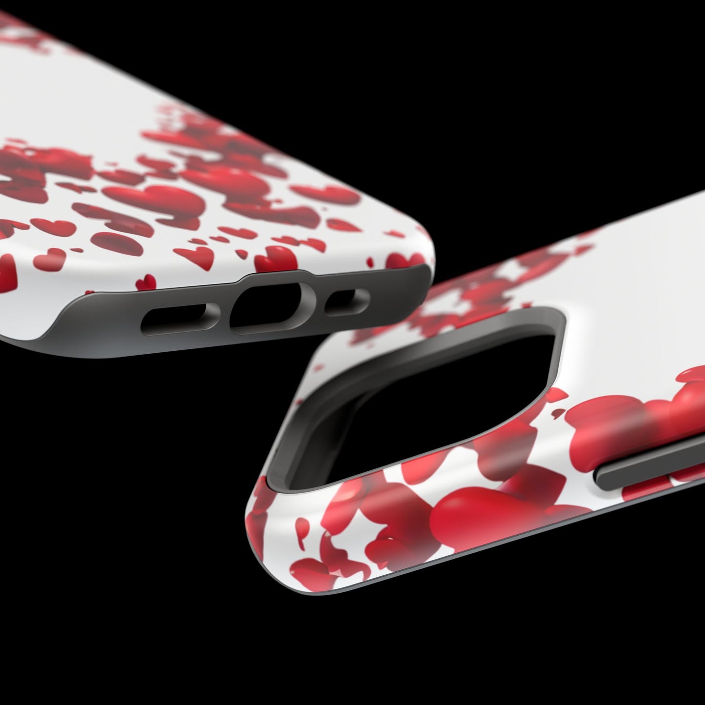 Heart-Shaped Heart Motif Magnetic Tough iPhone Case, Love Themed Phone Cover, Valentine's Day Gift,  Romantic Phone Case