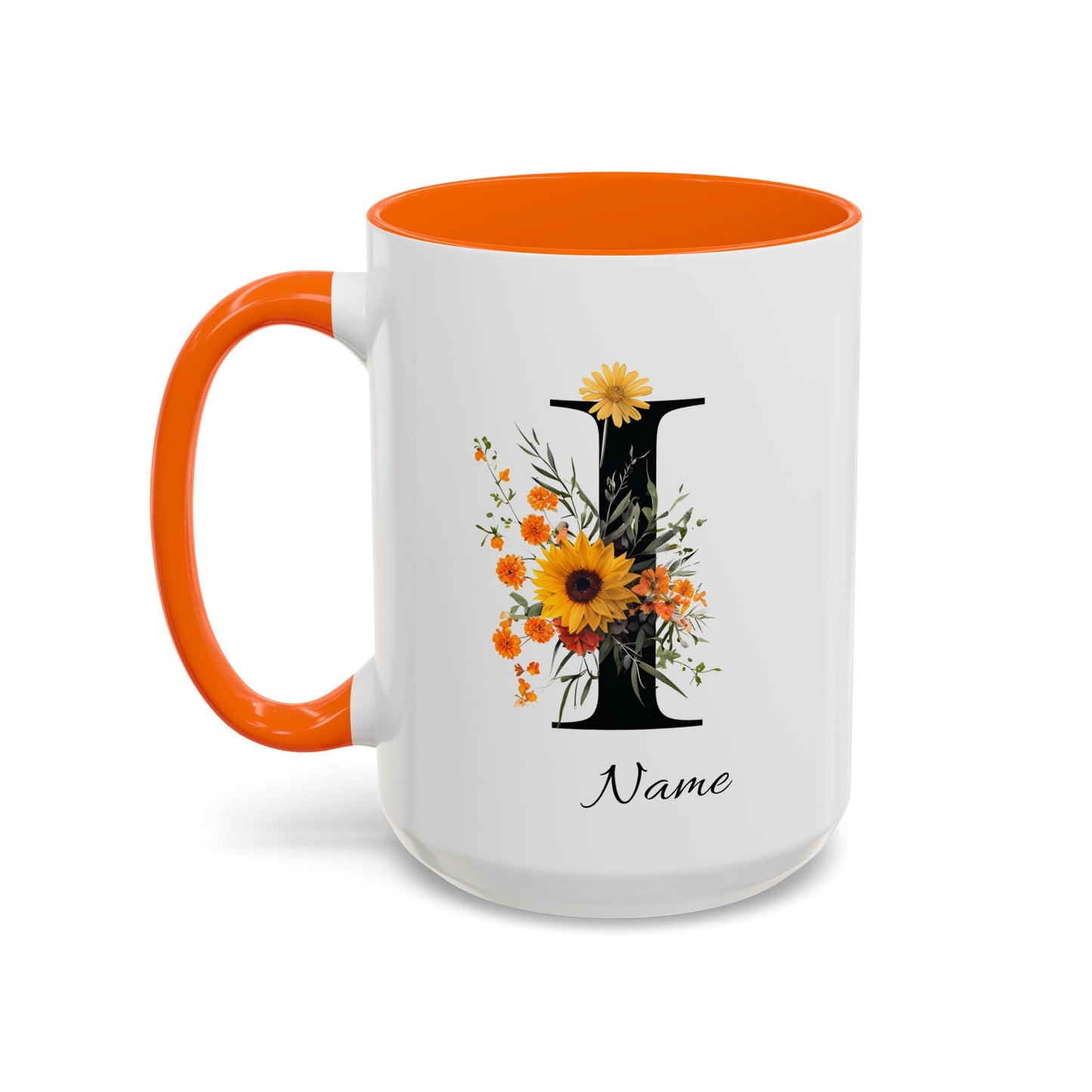 Personalized Floral Monogram - Letter I - Elegant Accent Coffee Mug – Personalized Mothers Day Gift