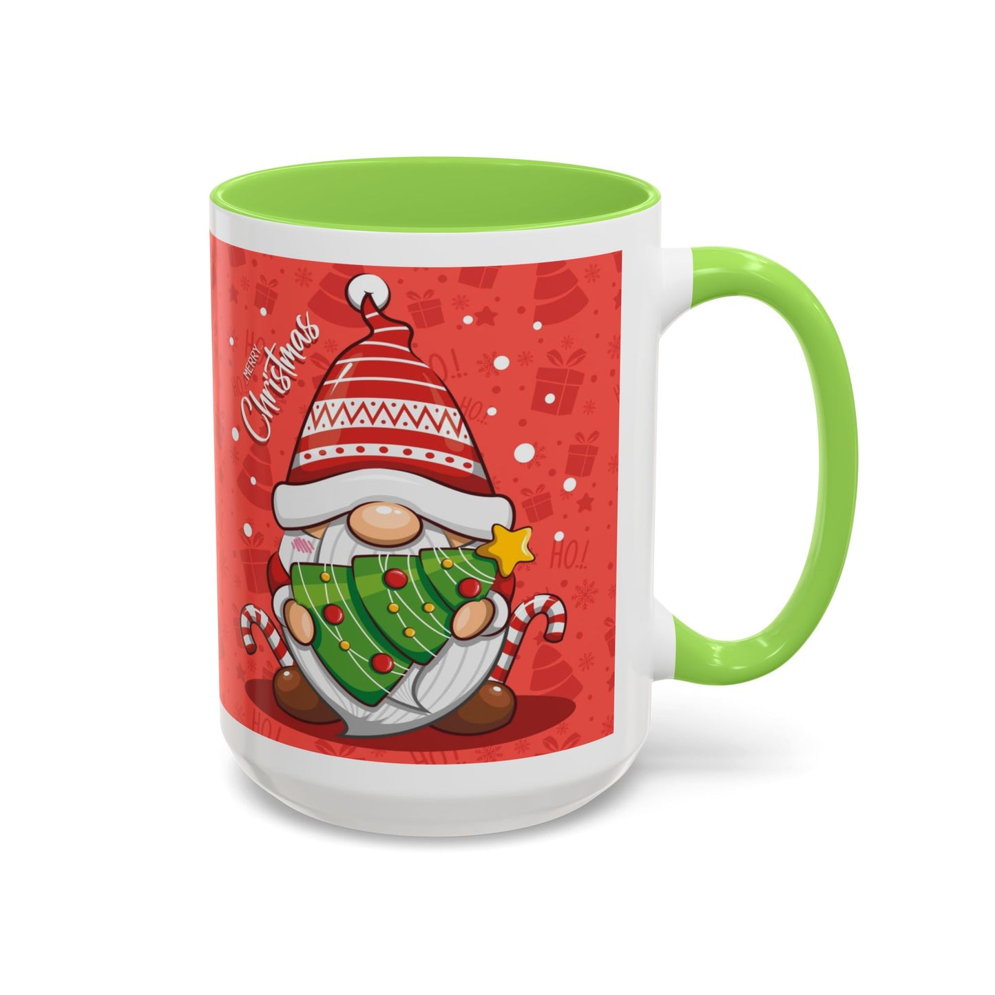 Christmas Tree Gnome, Red Christmas Gnome Mug with Tree and Candy Canes, Festive Holiday Coffee Cup, Cute Gnome Lover Gift, Winter Cocoa Mug, Christmas Kitchen Decor