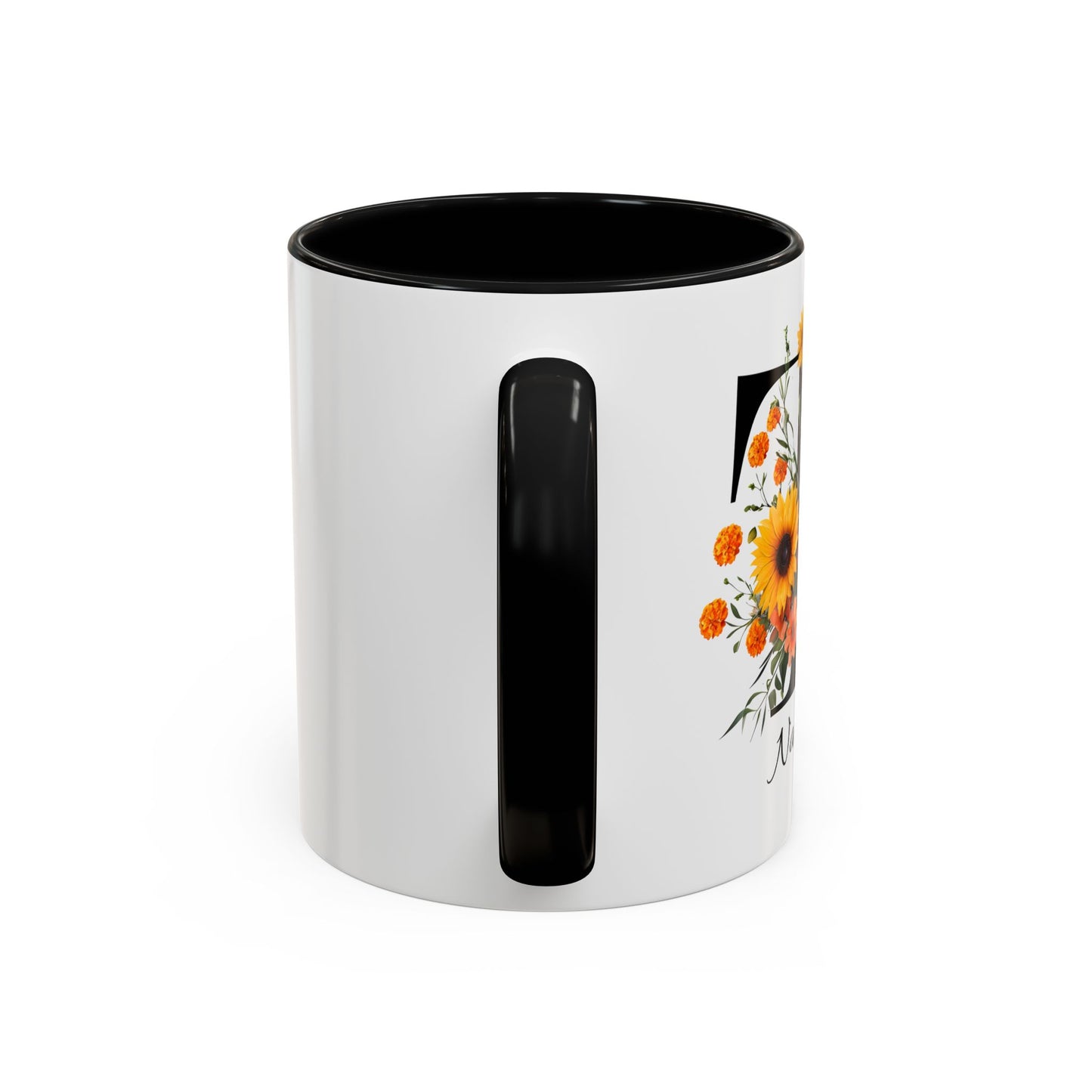 Personalized Floral Monogram - Letter T - Elegant Accent Coffee Mug – Personalized Mothers Day Gift