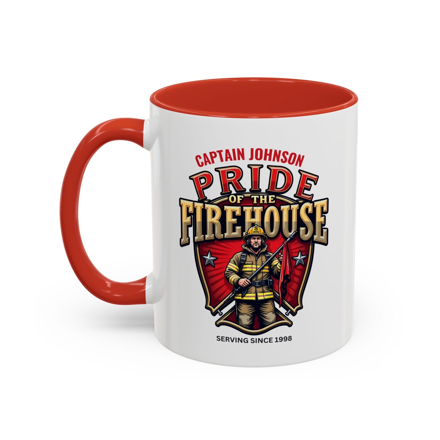 Personalized Pride of the Firehouse Shield Mug, Fire Department, Fire Fighter Gift, Firefighter Mug, Firefighter Dad Gift