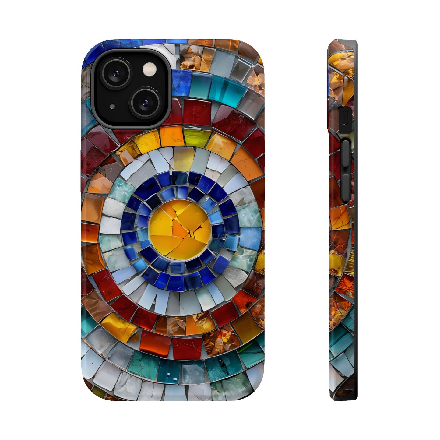 Magnetic Mosaic Phone Case, Trendy iPhone Case, Unique Design, Faux Stained Glass, Custom Phone Cover, Wireless Charging