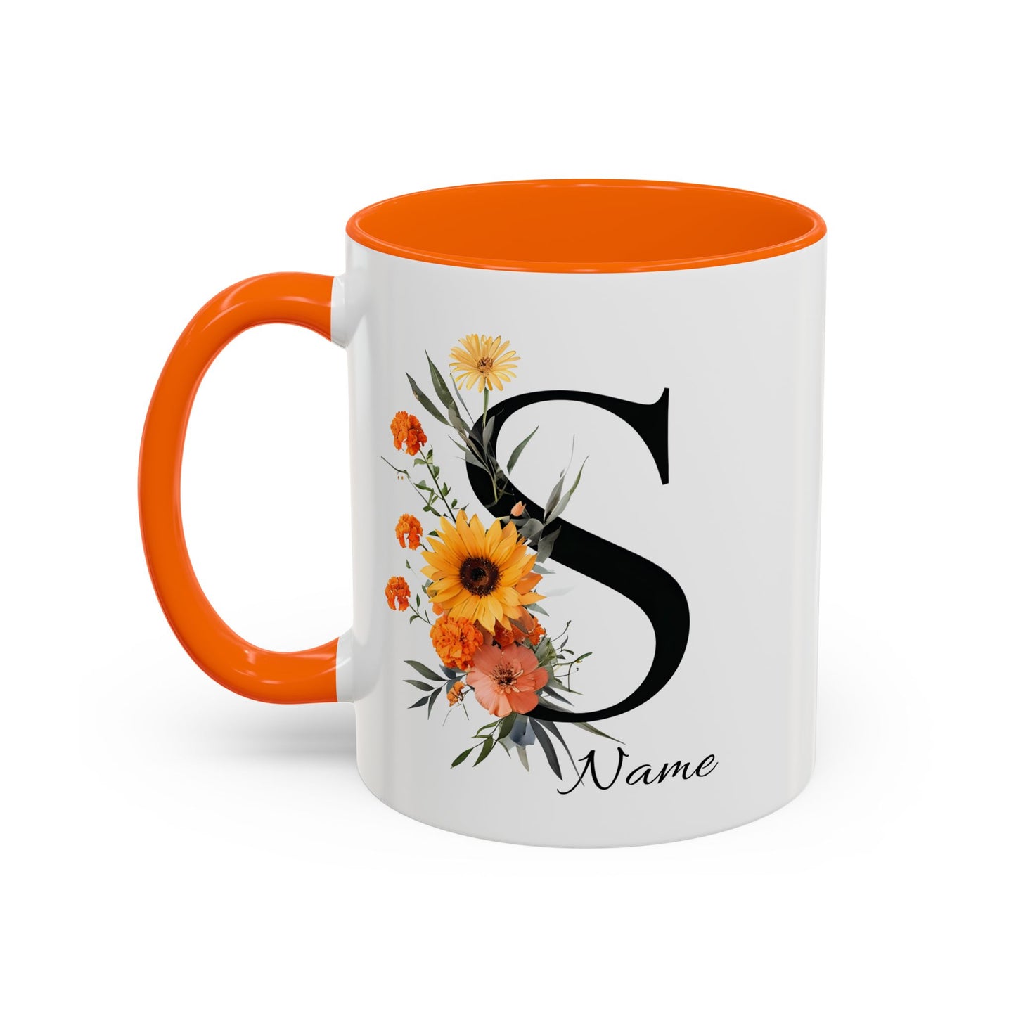Personalized Floral Monogram - Letter S - Elegant Accent Coffee Mug – Personalized Mothers Day Gift