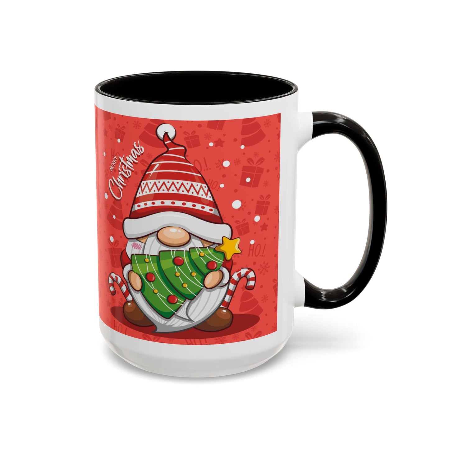 Christmas Tree Gnome, Red Christmas Gnome Mug with Tree and Candy Canes, Festive Holiday Coffee Cup, Cute Gnome Lover Gift, Winter Cocoa Mug, Christmas Kitchen Decor