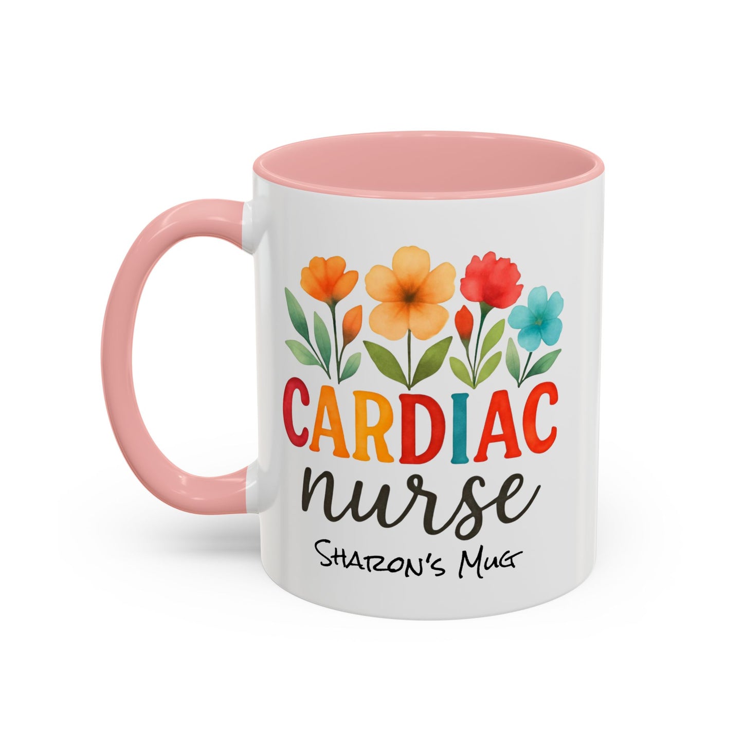 Cardiac Nurse Floral Watercolor Accent Coffee Mug, CVICU Nurse Mug, Cardiac Nurse Gifts, Cardiac ICU Nurse