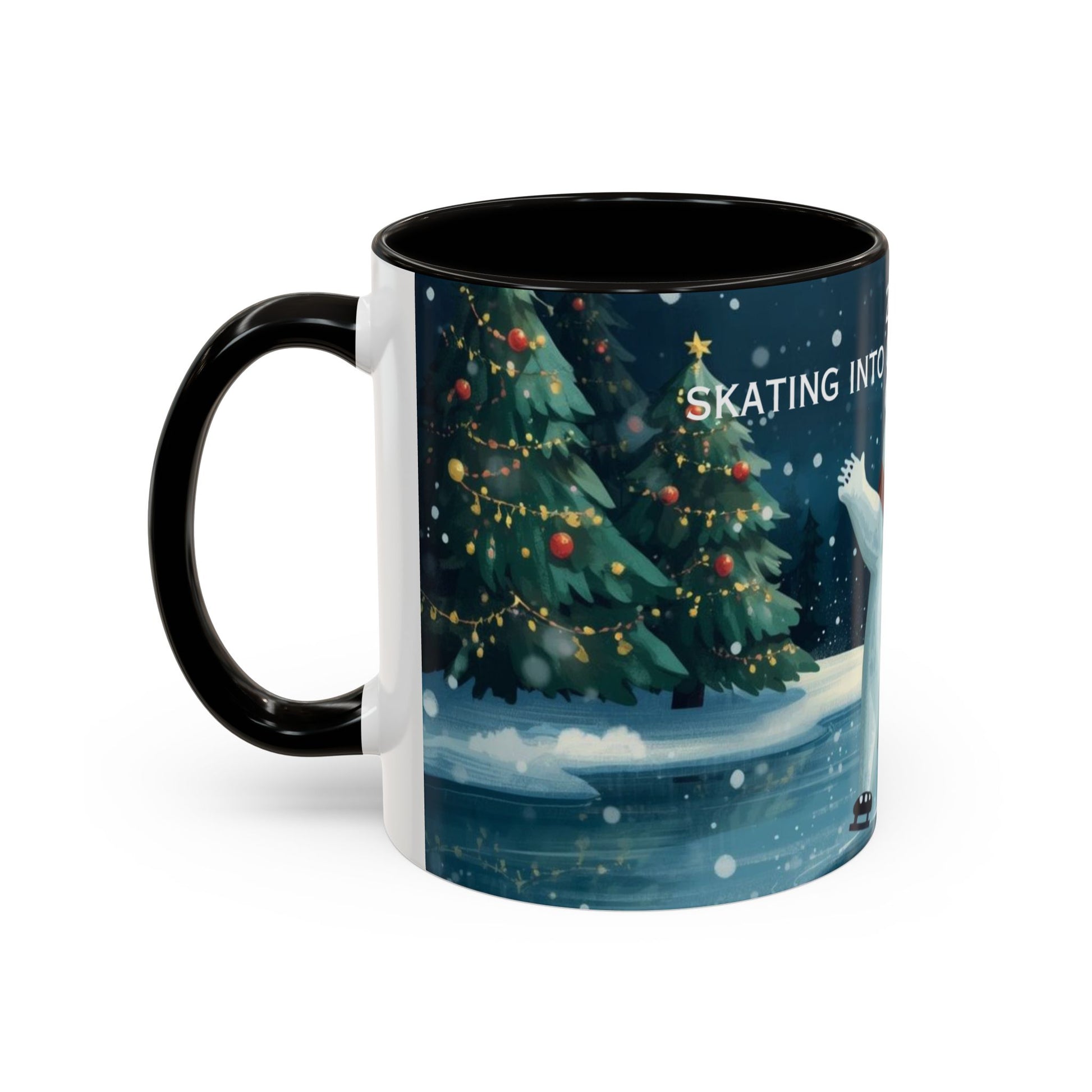 Polar Bear Christmas mug, decorated with festive trees and holiday scenes, perfect for warm drinks during the holidays.