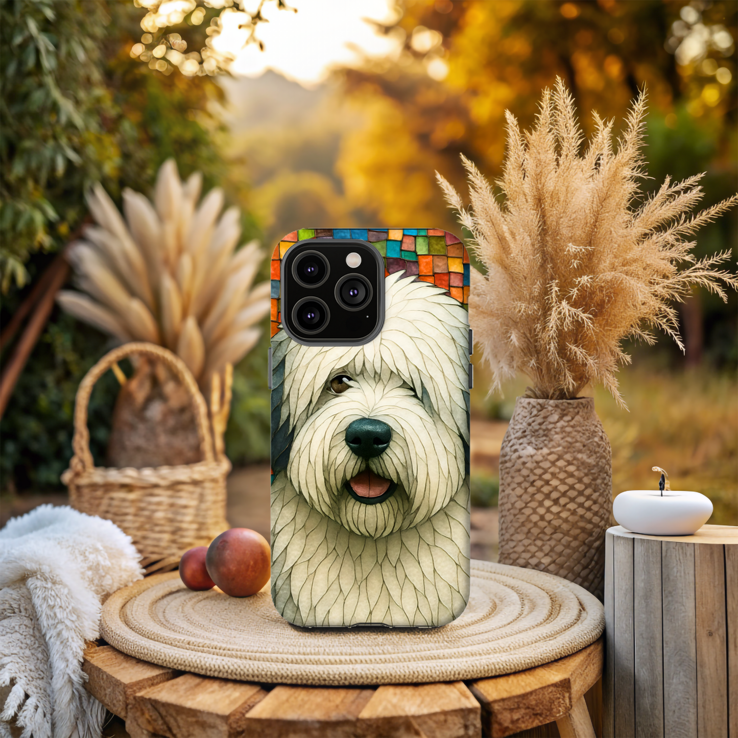 Old English Sheepdog Mosaic Phone Case, English Sheepdog iPhone Case, Dog Phone Case, Dog Lover Gift, Cute Dog Cover
