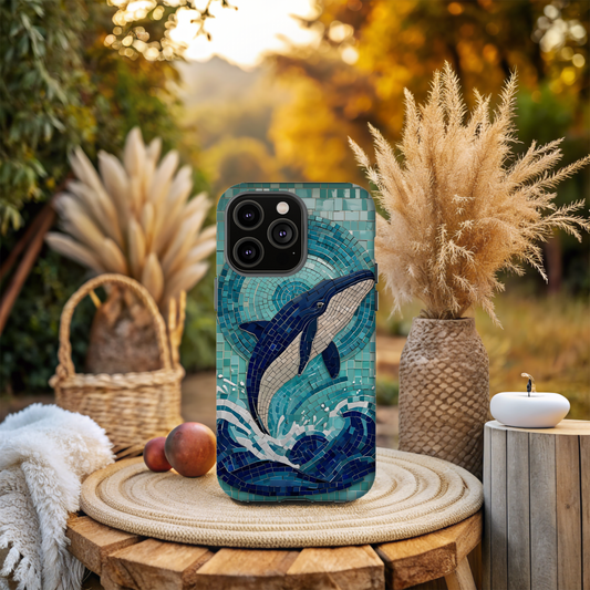 Whale Watching Mosaic iPhone Case, Whale Art, Unique Phone Case, Humpback Whale, Whale Gift, Marine Biology, Whale Watcher