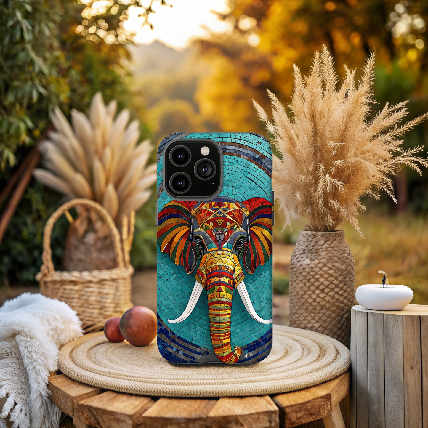 Artistic Elephant Phone Case, Elephant Case, Trendy iPhone Case, Elephant Lover Gift, Unique iPhone Case, Mosaic Design