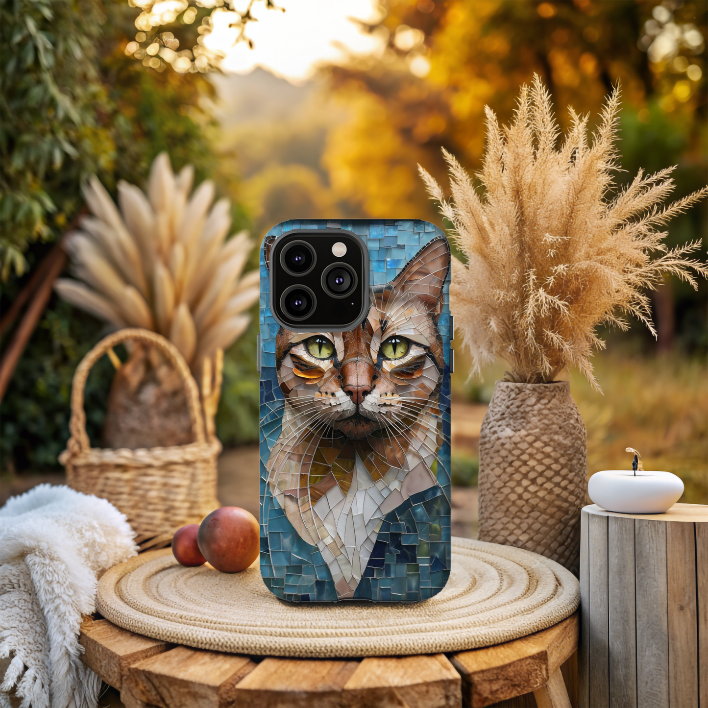 Crazy Cat Lady iPhone Case, Stained Glass Cat, Mosaic Cat Face, Pet Phone Case, iPhone Cat Case, Cat Gift