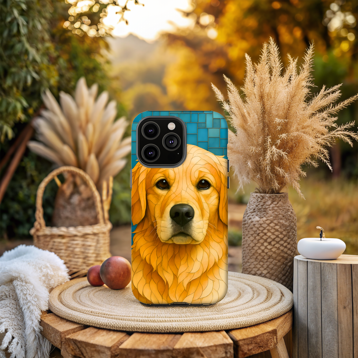 Golden Retriever Mosaic Phone Case, Dog Lover Gift, Protective iPhone Cover, Unique Pet Art, Animal Pattern Case