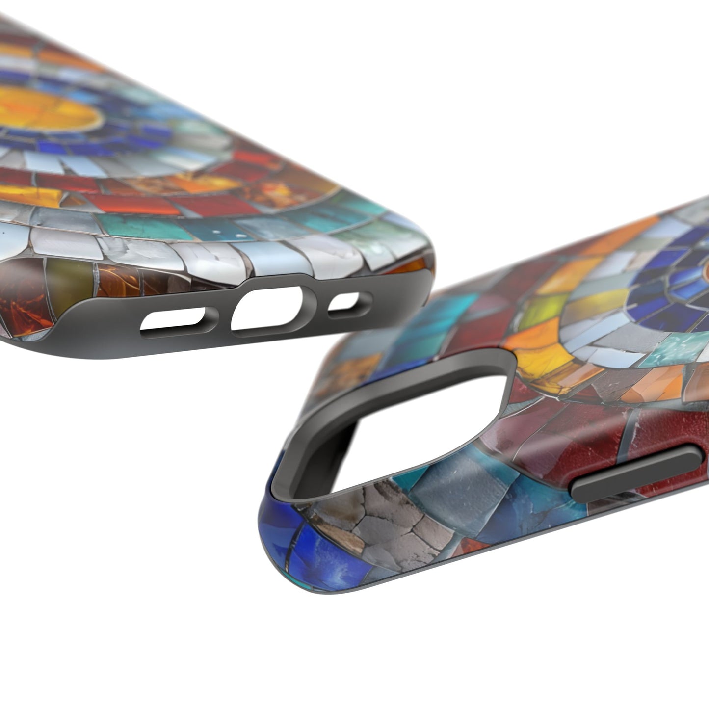 Magnetic Mosaic Phone Case, Trendy iPhone Case, Unique Design, Faux Stained Glass, Custom Phone Cover, Wireless Charging