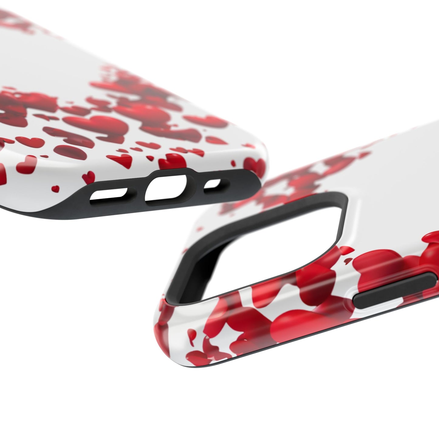 Heart-Shaped Heart Motif Magnetic Tough iPhone Case, Love Themed Phone Cover, Valentine's Day Gift,  Romantic Phone Case