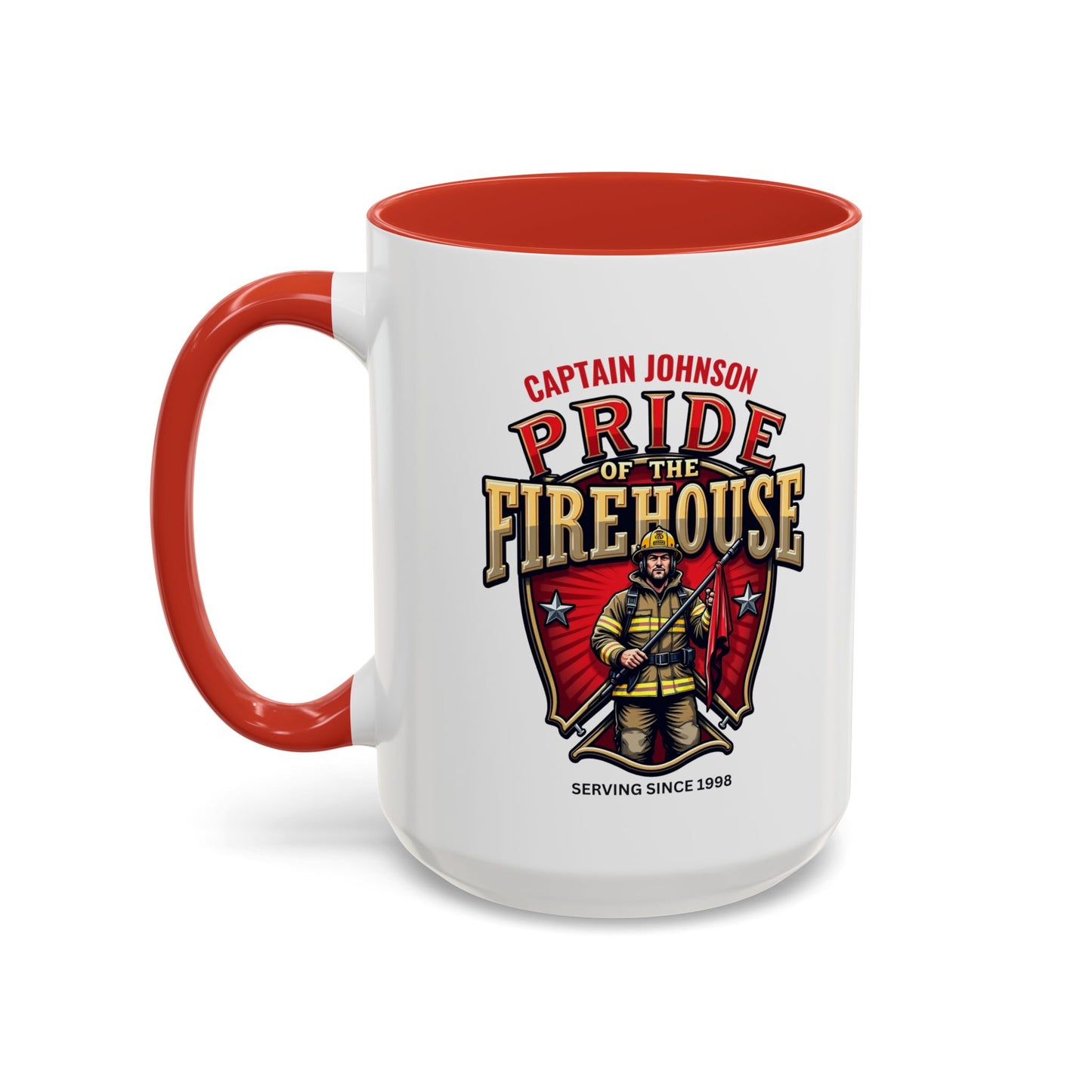 Personalized Pride of the Firehouse Shield Mug, Fire Department, Fire Fighter Gift, Firefighter Mug, Firefighter Dad Gift