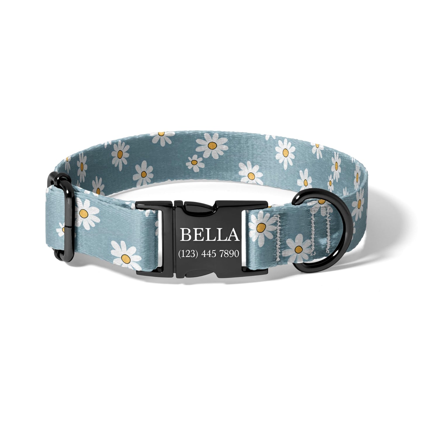Light Blue Daisy Dog Collar Personalized Engraved Name Floral Adjustable Pet Collar Minimalist Design Purple Night Sky Adjustable Pet Collar RET-604-03