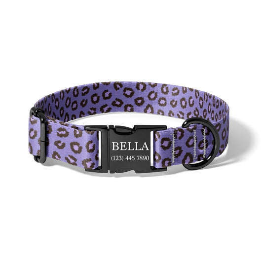 Purple Leopard Dog Collar – Personalized Trendy Pet Collar RET-606-05