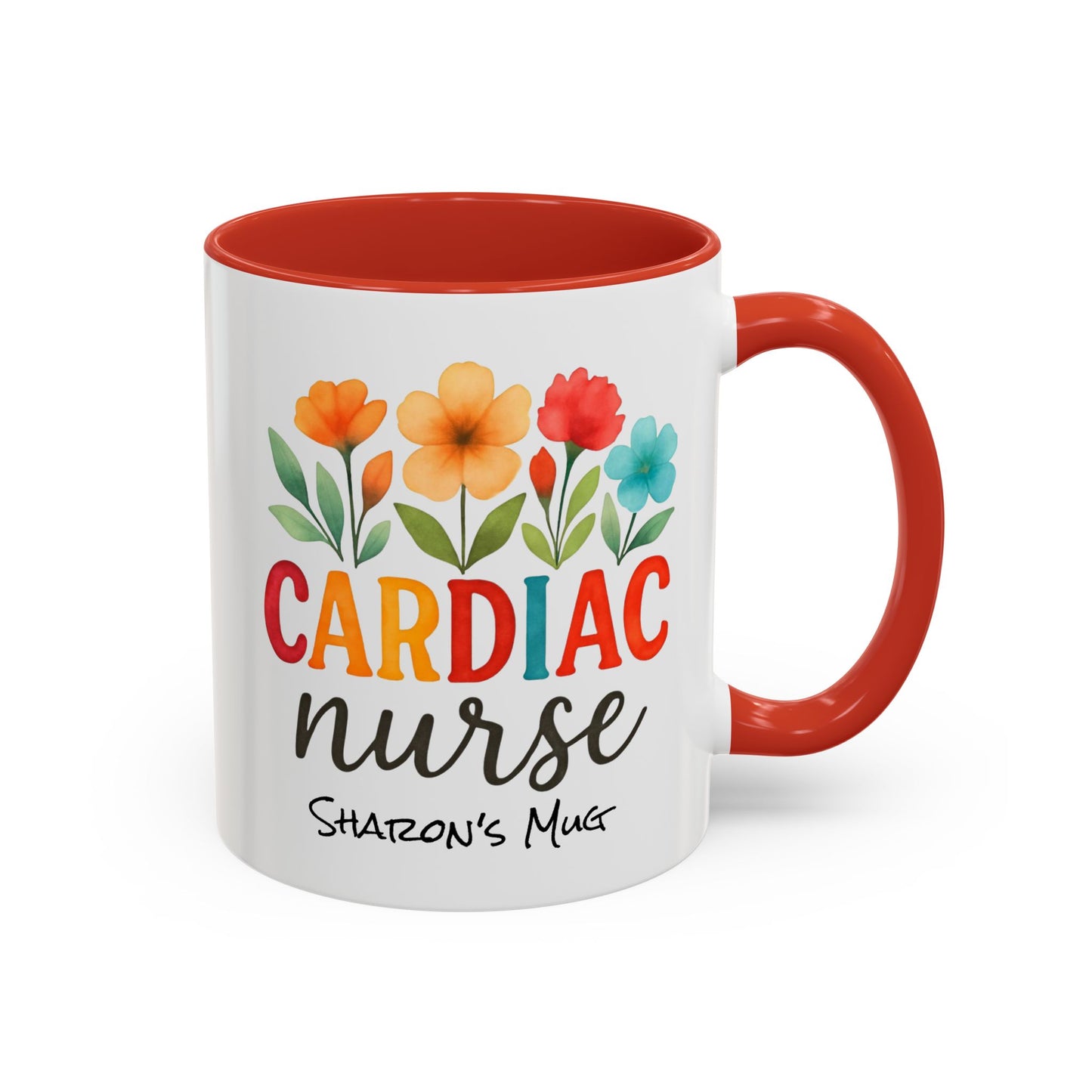 Cardiac Nurse Floral Watercolor Accent Coffee Mug, CVICU Nurse Mug, Cardiac Nurse Gifts, Cardiac ICU Nurse