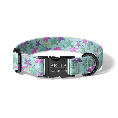 Colorful Starfish Ocean Personalized Puppy Collar with Quick Release Buckle RET-620-03