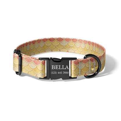 Elegant Mermaid Scale Personalized Dog Collar, Coastal Adjustable Pet Collar with Engraving RET-620-02