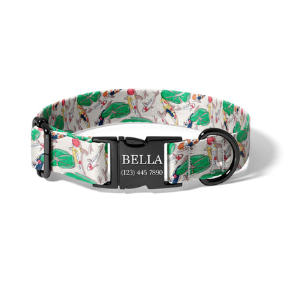 Playful Koi Pond Personalized Puppy Collar with Engraved Quick Release Buckle RET-617-04