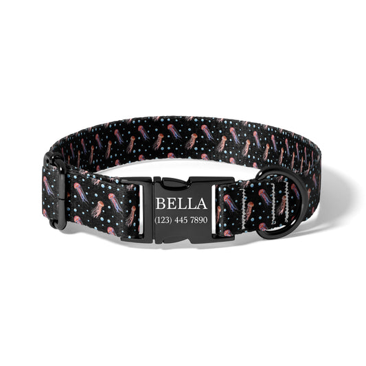 Deep Sea Jellyfish Personalized Dog Collar with Quick Release Adjustable Fit RET-620-06