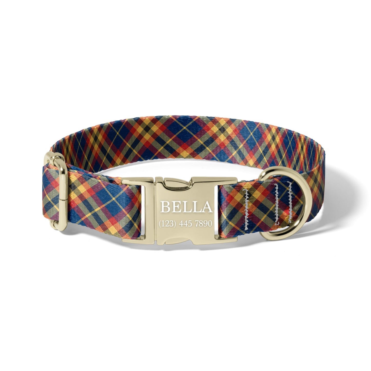 Personalized Plaid Dog Collar Custom Name Adjustable Quick Release Durable Pet Collar heritage plaid RET-609-02