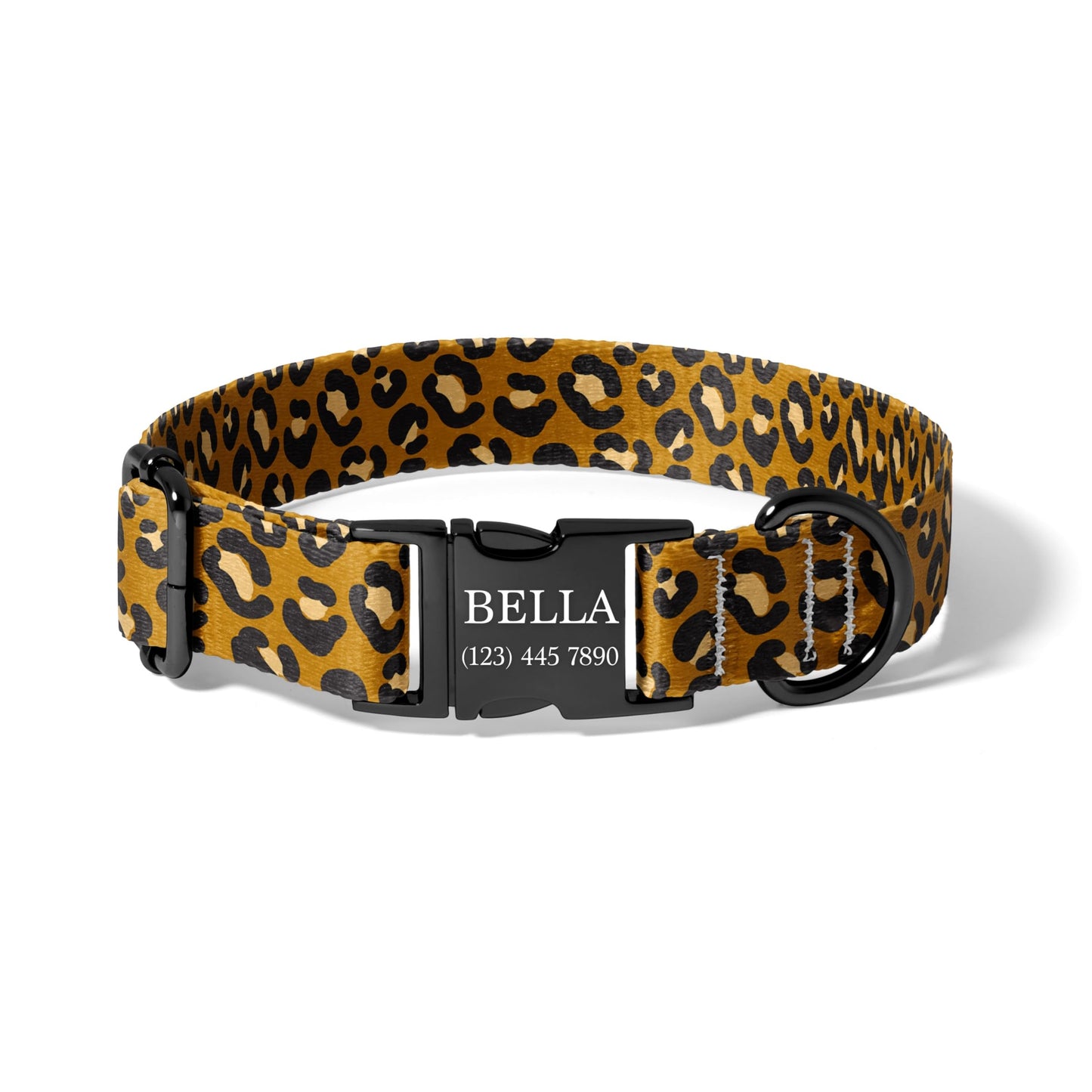 Gold Leopard Dog Collar – Personalized Bold Animal Print Collar RET-606-03