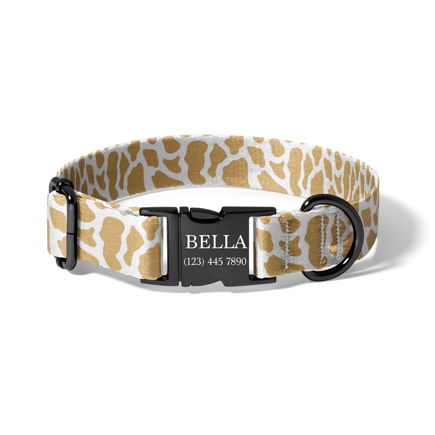 Custom Neutral Cowhide Dog Collar with Laser Engraved Buckle, Adjustable Western Style Pet Collar with Quick Release RET-615-02