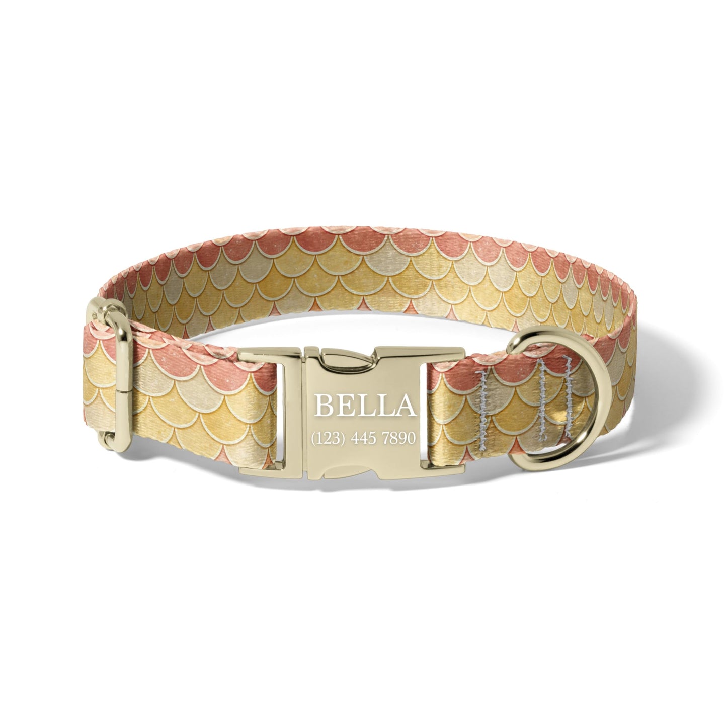Elegant Mermaid Scale Personalized Dog Collar, Coastal Adjustable Pet Collar with Engraving RET-620-02