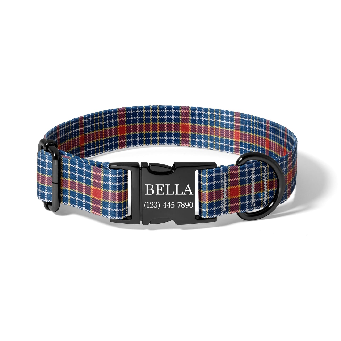 Personalized Plaid Dog Collar Custom Name Adjustable Quick Release Durable Pet Collar heritage tartan RET-609-06