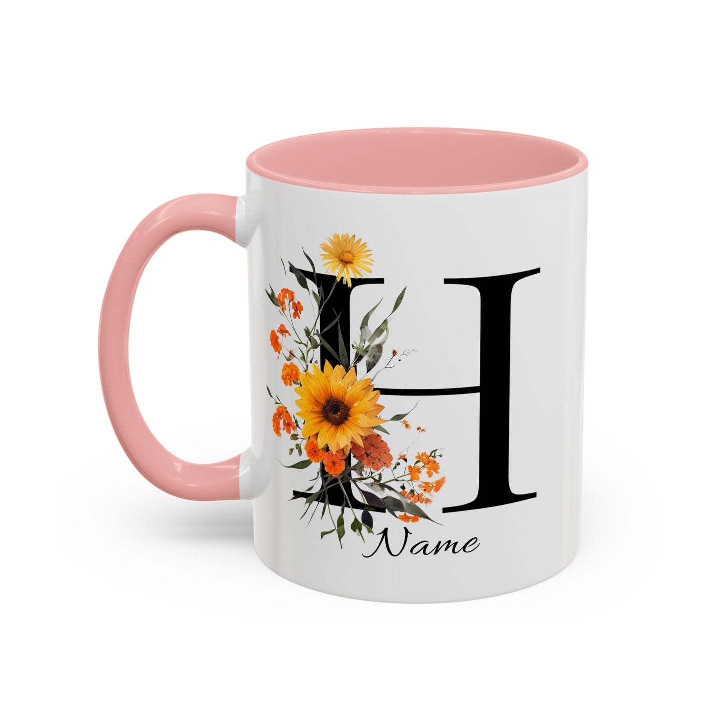 Personalized Floral Monogram - Letter H - Elegant Accent Coffee Mug – Personalized Mothers Day Gift